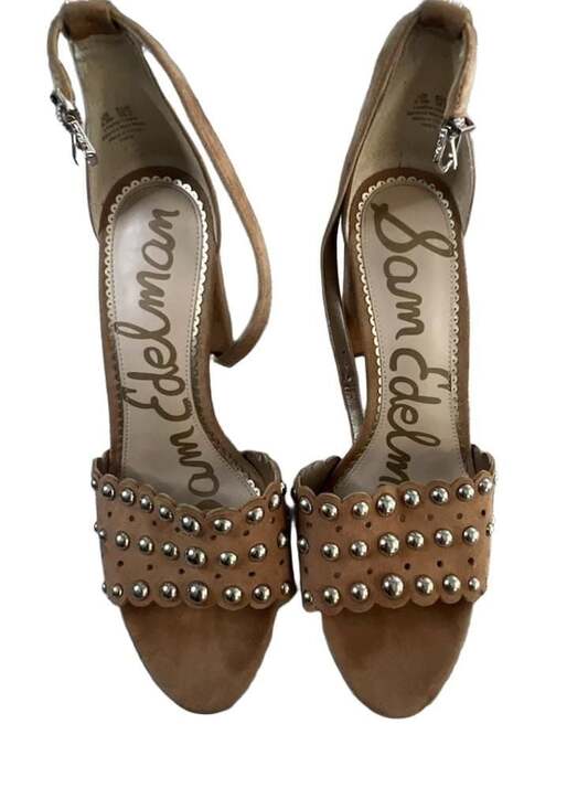 Sam Edelman Shoes - Sam Edelman Yaria Tan Suede Studded Scalloped Heeled Sandals